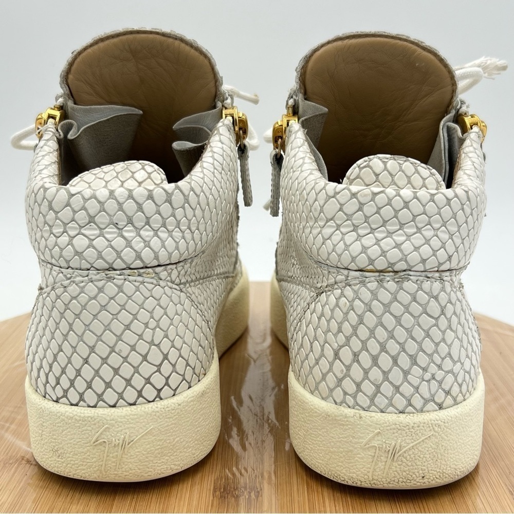 Giuseppe Zanotti Snakeskin White High Top Sneakers Size 42 - Picture 9 of 15